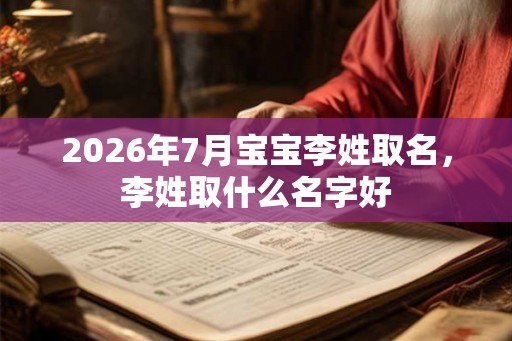 2026年7月宝宝李姓取名，李姓取什么名字好