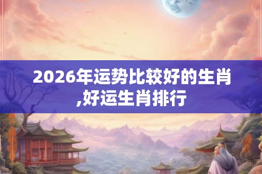 2026年运势比较好的生肖,好运生肖排行