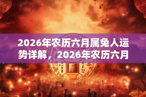 2026年农历六月属兔人运势详解,2026年农历六月黄道吉日一览! 2026年农历六月属兔人运势详解,2026年农历六月黄道吉日一览!