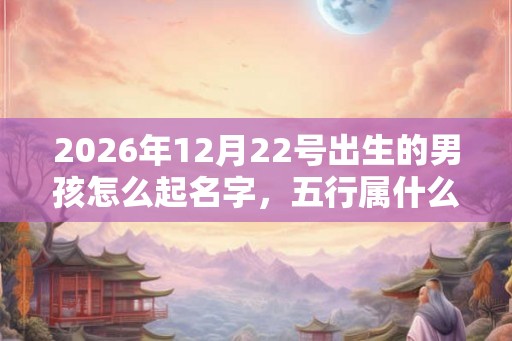2026年12月22号出生的男孩怎么起名字，五行属什么