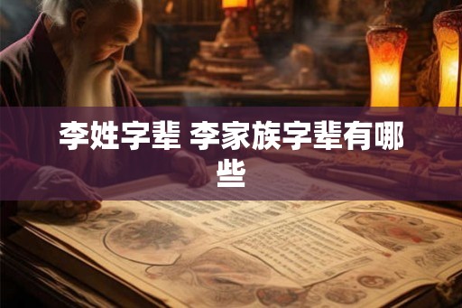 李姓字辈 李家族字辈有哪些