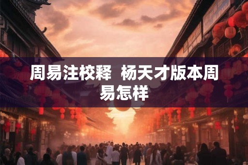 周易注校释 杨天才版本周易怎样 周易注校释 杨天才版本周易怎样