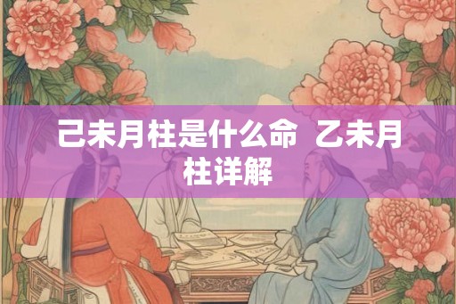 己未月柱是什么命 乙未月柱详解 己未月柱是什么命 乙未月柱详解