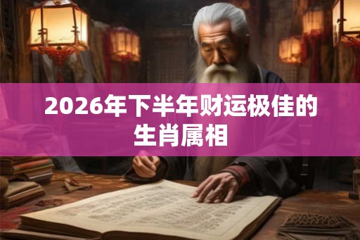 2026年下半年财运极佳的生肖属相 2026年下半年财运极佳的生肖属相