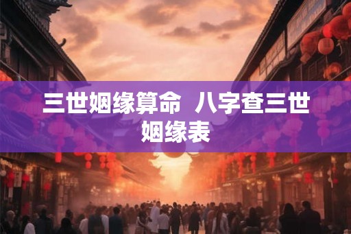 三世姻缘算命  八字查三世姻缘表