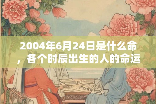 2004年6月24日是什么命，各个时辰出生的人的命运