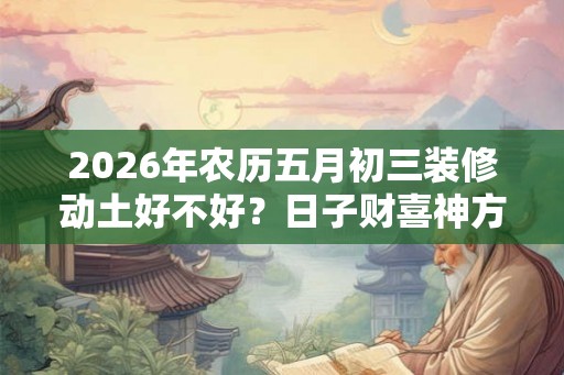 2026年农历五月初三装修动土好不好？日子财喜神方位？