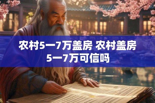 农村5一7万盖房 农村盖房5一7万可信吗