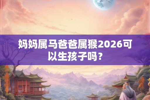 妈妈属马爸爸属猴2026可以生孩子吗？