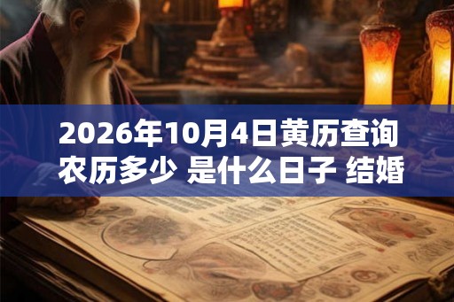 2026年10月4日黄历查询 农历多少 是什么日子 结婚吉时