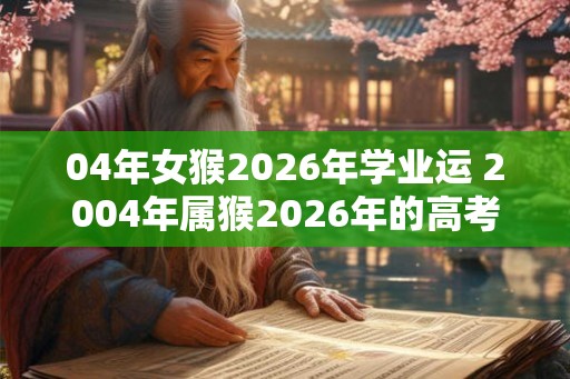 04年女猴2026年学业运 2004年属猴2026年的高考运势