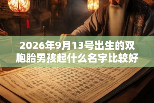 2026年9月13号出生的双胞胎男孩起什么名字比较好，五行属什么