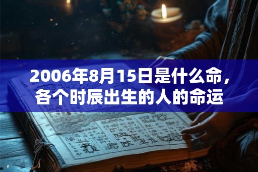 2006年8月15日是什么命，各个时辰出生的人的命运