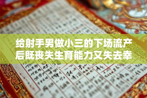 给射手男做小三的下场流产后既丧失生育能力又失去幸福的代价
