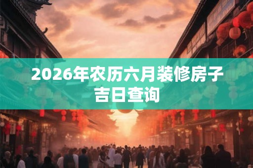 2026年农历六月装修房子吉日查询