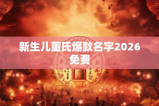 新生儿董氏爆款名字2026免费