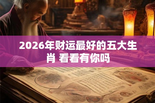 2026年财运最好的五大生肖 看看有你吗