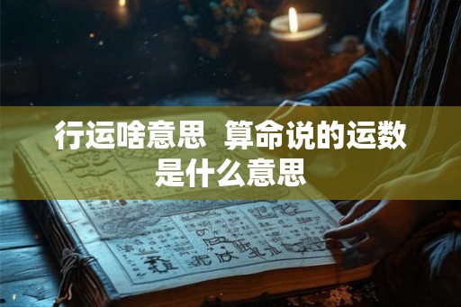 行运啥意思  算命说的运数是什么意思