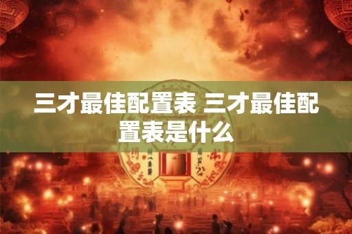 三才最佳配置表 三才最佳配置表是什么