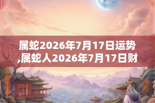 属蛇2026年7月17日运势,属蛇人2026年7月17日财运,生肖蛇2026年7月17日运势