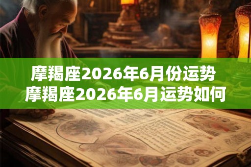 摩羯座2026年6月份运势 摩羯座2026年6月运势如何