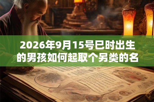 2026年9月15号巳时出生的男孩如何起取个另类的名字，五行属什么