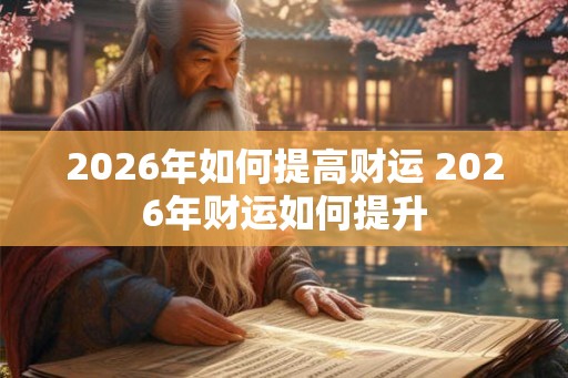 2026年如何提高财运 2026年财运如何提升