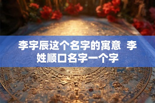 李宇辰这个名字的寓意  李姓顺口名字一个字
