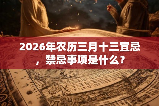2026年农历三月十三宜忌，禁忌事项是什么？