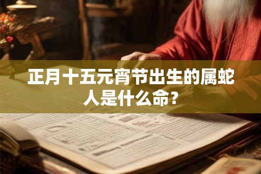 正月十五元宵节出生的属蛇人是什么命？