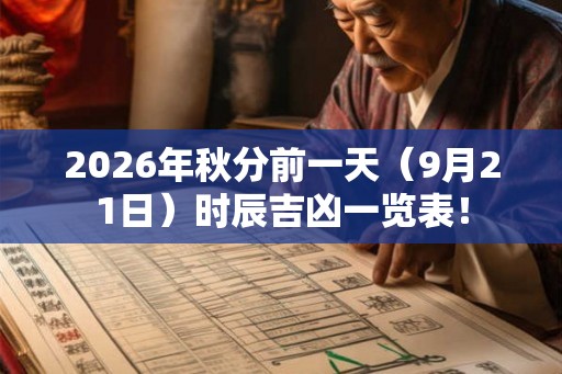 2026年秋分前一天（9月21日）时辰吉凶一览表！