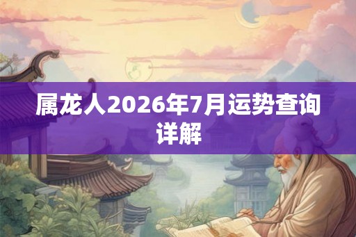 属龙人2026年7月运势查询详解