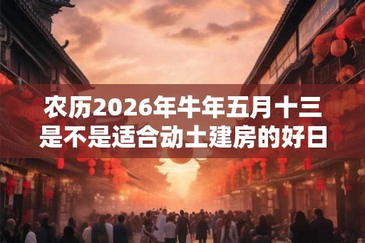 农历2026年牛年五月十三是不是适合动土建房的好日子