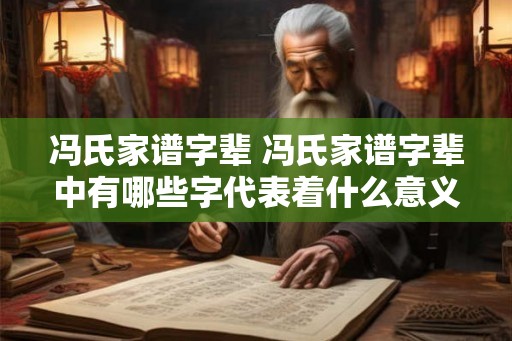 冯氏家谱字辈 冯氏家谱字辈中有哪些字代表着什么意义