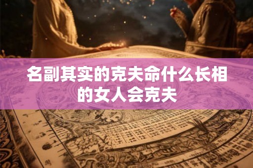 名副其实的克夫命什么长相的女人会克夫