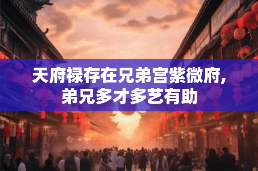 天府禄存在兄弟宫紫微府,弟兄多才多艺有助
