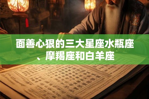 面善心狠的三大星座水瓶座、摩羯座和白羊座