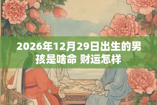 2026年12月29日出生的男孩是啥命 财运怎样