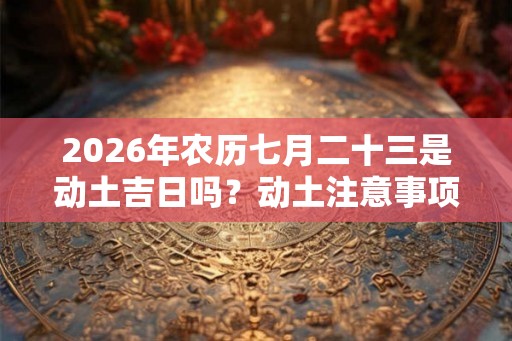 2026年农历七月二十三是动土吉日吗？动土注意事项？