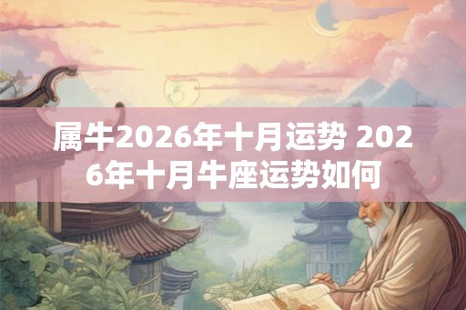 属牛2026年十月运势 2026年十月牛座运势如何