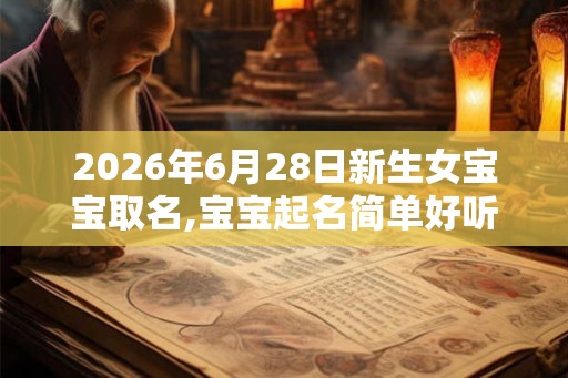 2026年6月28日新生女宝宝取名,宝宝起名简单好听