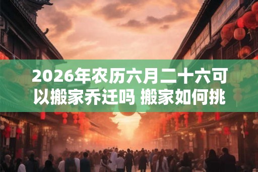 2026年农历六月二十六可以搬家乔迁吗 搬家如何挑选吉日