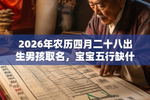 2026年农历四月二十八出生男孩取名，宝宝五行缺什么？
