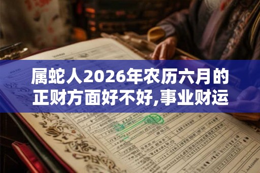 属蛇人2026年农历六月的正财方面好不好,事业财运稳步上升
