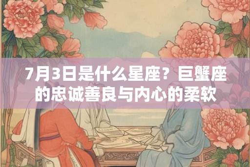7月3日是什么星座？巨蟹座的忠诚善良与内心的柔软