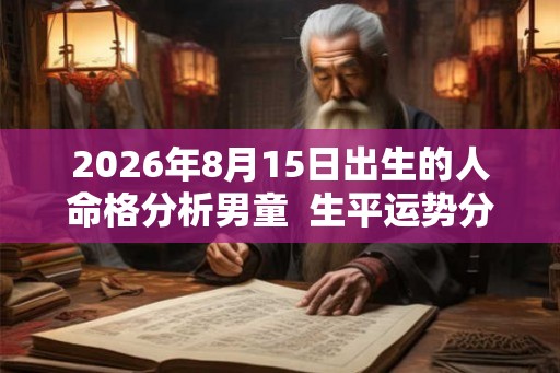 2026年8月15日出生的人命格分析男童  生平运势分析