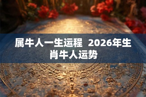 属牛人一生运程  2026年生肖牛人运势