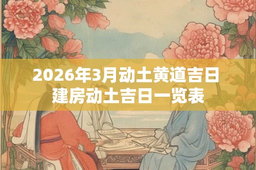 2026年3月动土黄道吉日 建房动土吉日一览表 2026年3月动土黄道吉日 建房动土吉日一览表