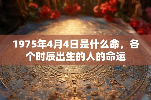1975年4月4日是什么命，各个时辰出生的人的命运