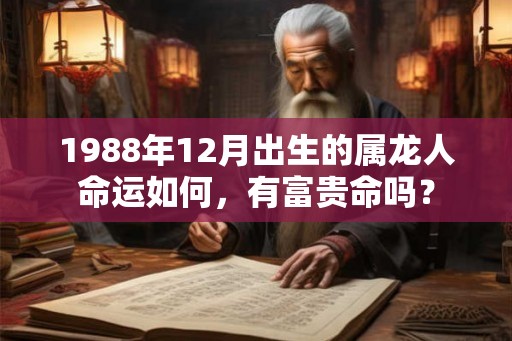 1988年12月出生的属龙人命运如何，有富贵命吗？
